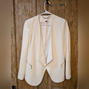 White House Black Market bone white draped blazer